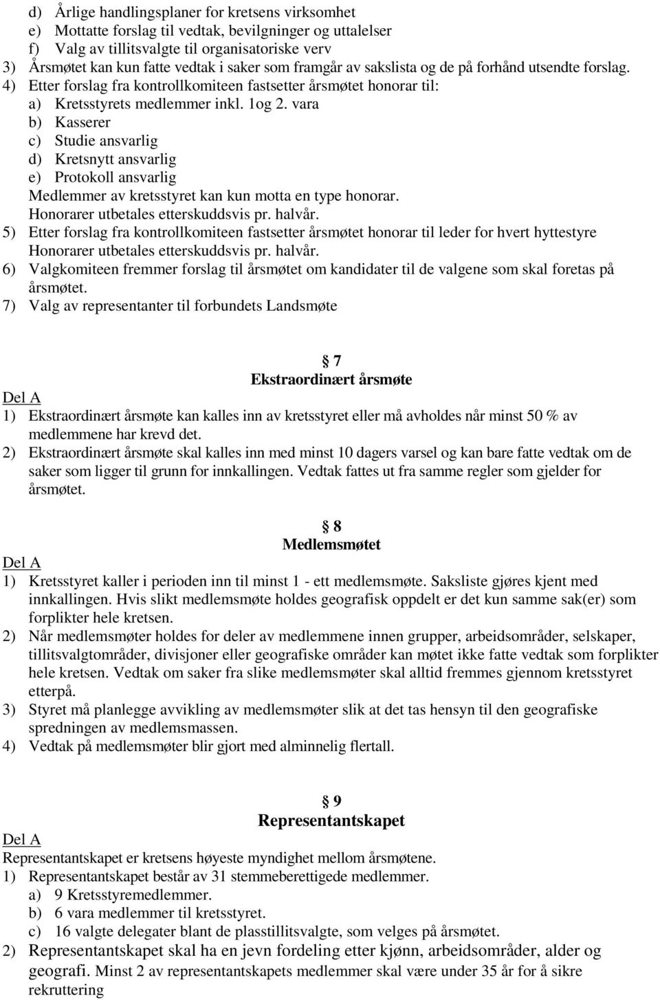 vara b) Kasserer c) Studie ansvarlig d) Kretsnytt ansvarlig e) Protokoll ansvarlig Medlemmer av kretsstyret kan kun motta en type honorar. Honorarer utbetales etterskuddsvis pr. halvår.