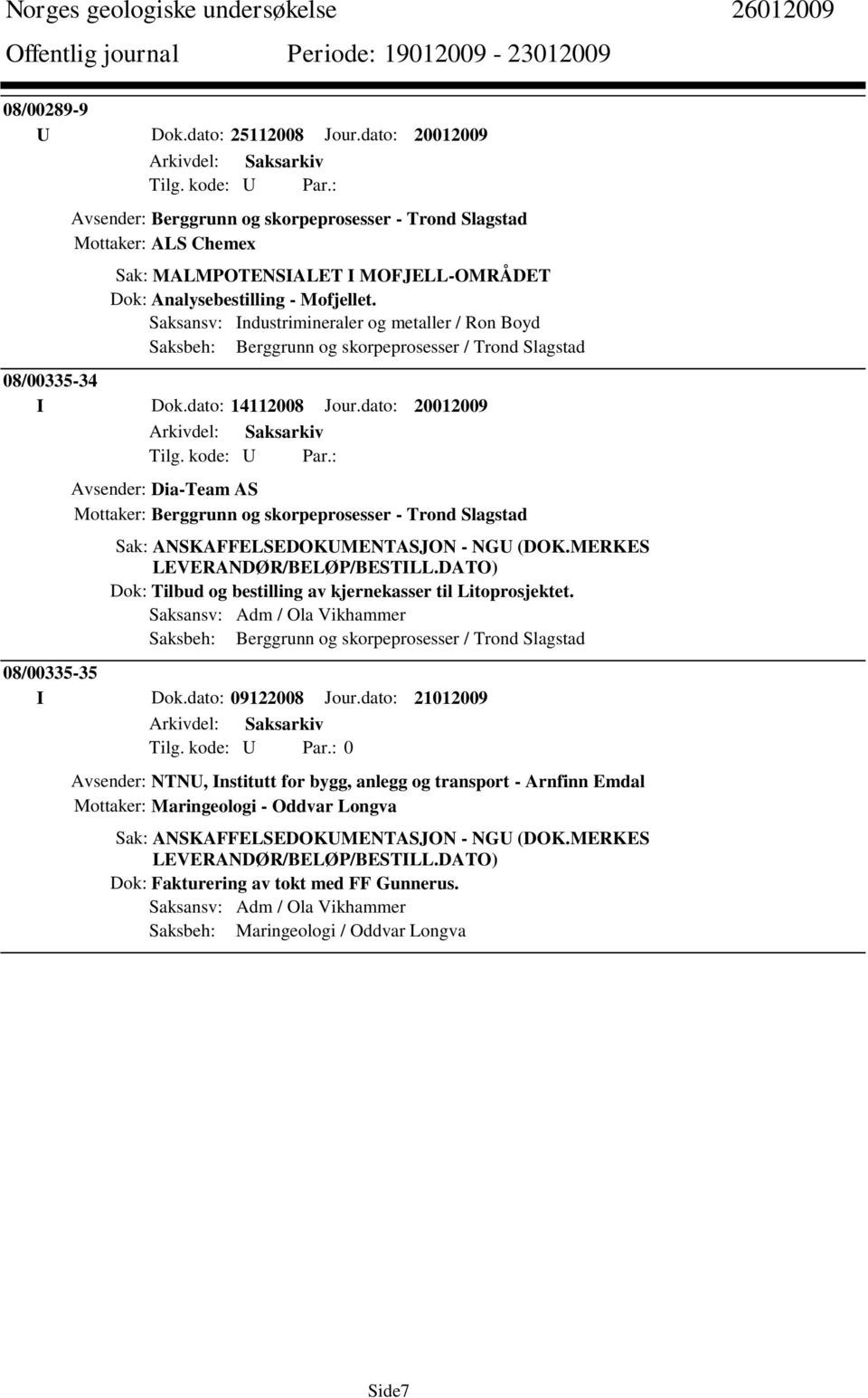 Saksansv: Industrimineraler og metaller / Ron Boyd Saksbeh: Berggrunn og skorpeprosesser / Trond Slagstad 08/00335-34 I Dok.dato: 14112008 Jour.