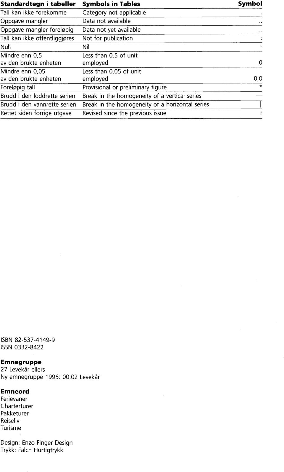 05 of unit employed 0,0 Provisional or preliminary figure Brudd i den loddrette serien Break in the homogeneity of a vertical series Brudd i den vannrette serien Break in the homogeneity of a