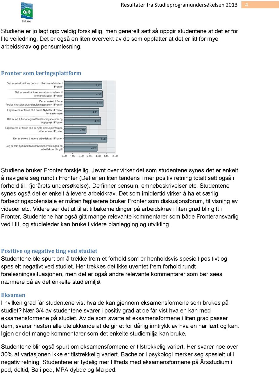 Jevnt over vrker det som studentene synes det er enkelt å navgere seg rundt Fronter (Det er en lten tendens mer postv retnng totalt sett også forhold tl fjorårets undersøkelse).