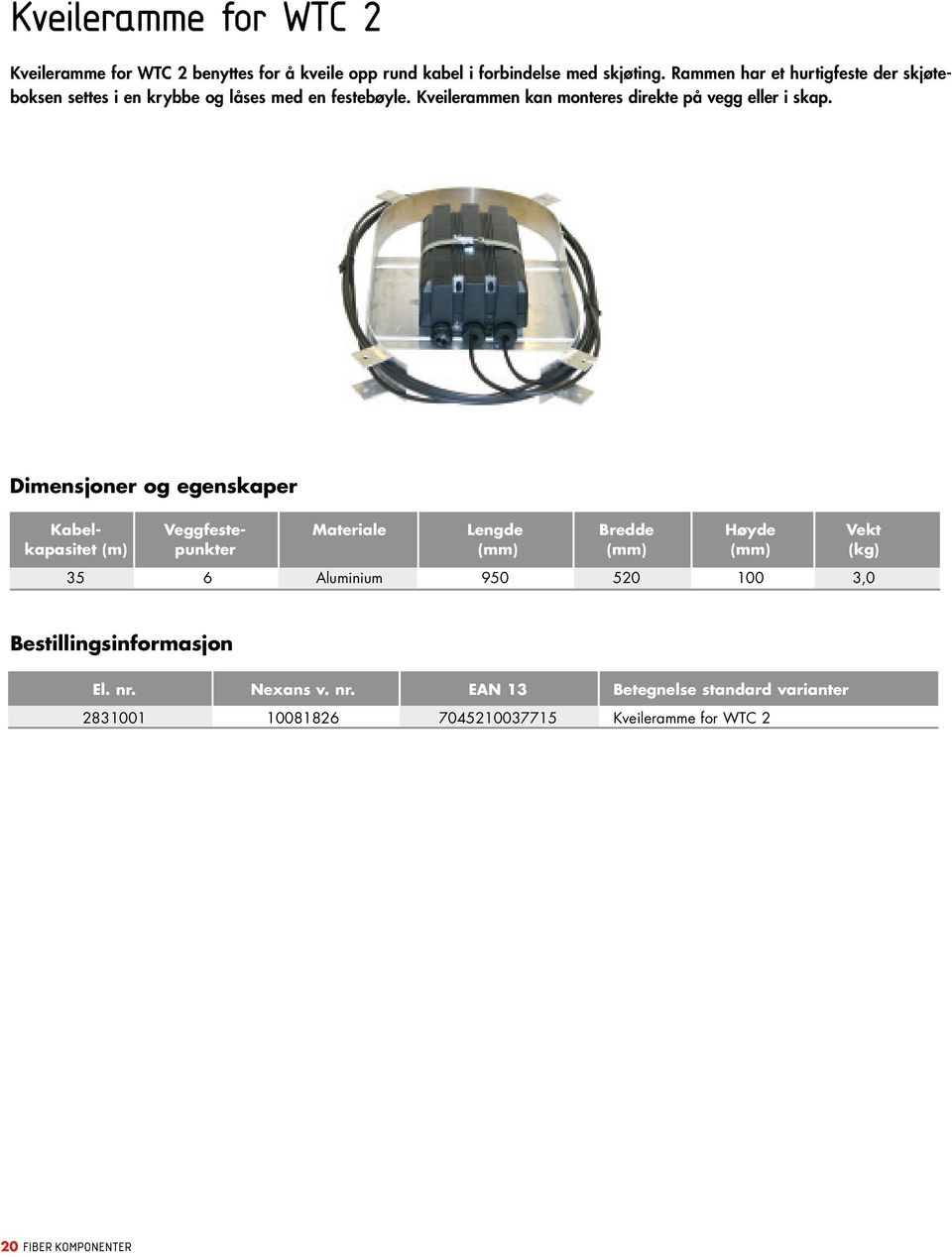 Kveilerammen kan monteres direkte på vegg eller i skap.