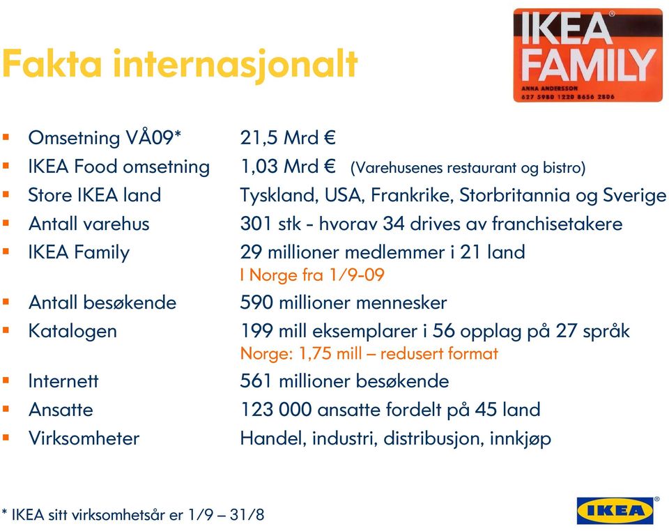 fra 1/9-09 Antall besøkende 590 millioner mennesker Katalogen 199 mill eksemplarer i 56 opplag på 27 språk Norge: 1,75 mill redusert format Internett