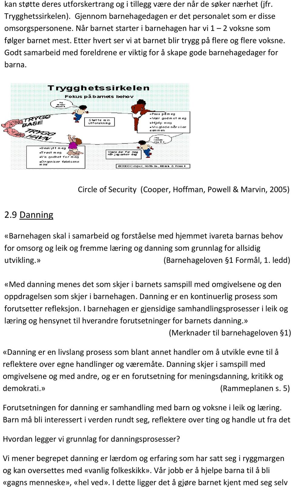 Godt samarbeid med foreldrene er viktig for å skape gode barnehagedager for barna. Circle of Security (Cooper, Hoffman, Powell & Marvin, 2005) 2.