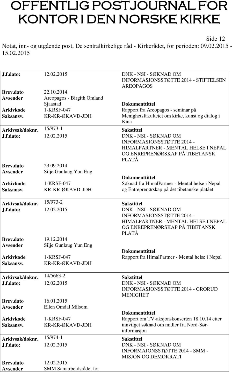 02.2015 DNK - NSI - SØKNAD OM INFORMASJONSSTØTTE 2014 - HIMALPARTNER - MENTAL HELSE I NEPAL OG ENREPRENØRSKAP PÅ TIBETANSK PLATÅ Brev.dato 23.09.