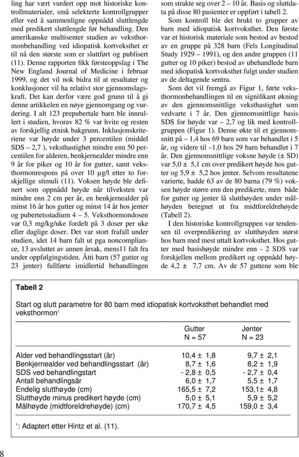 Denne rapporten fikk førsteoppslag i The New England Journal of Medicine i februar 1999, og det vil nok bidra til at resultater og konklusjoner vil ha relativt stor gjennomslagskraft.