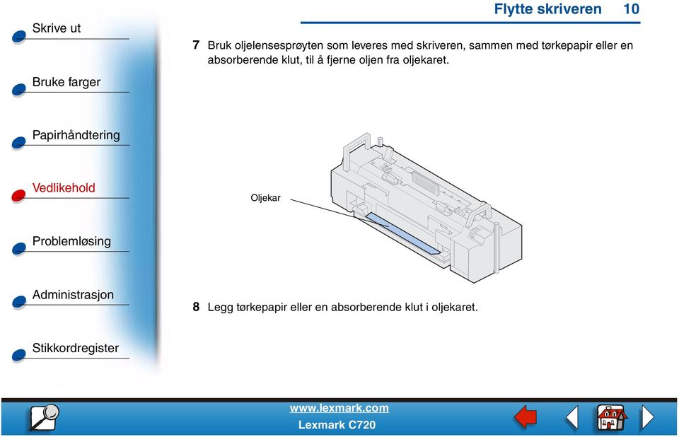 absorberende klut, til å fjerne oljen fra oljekaret.