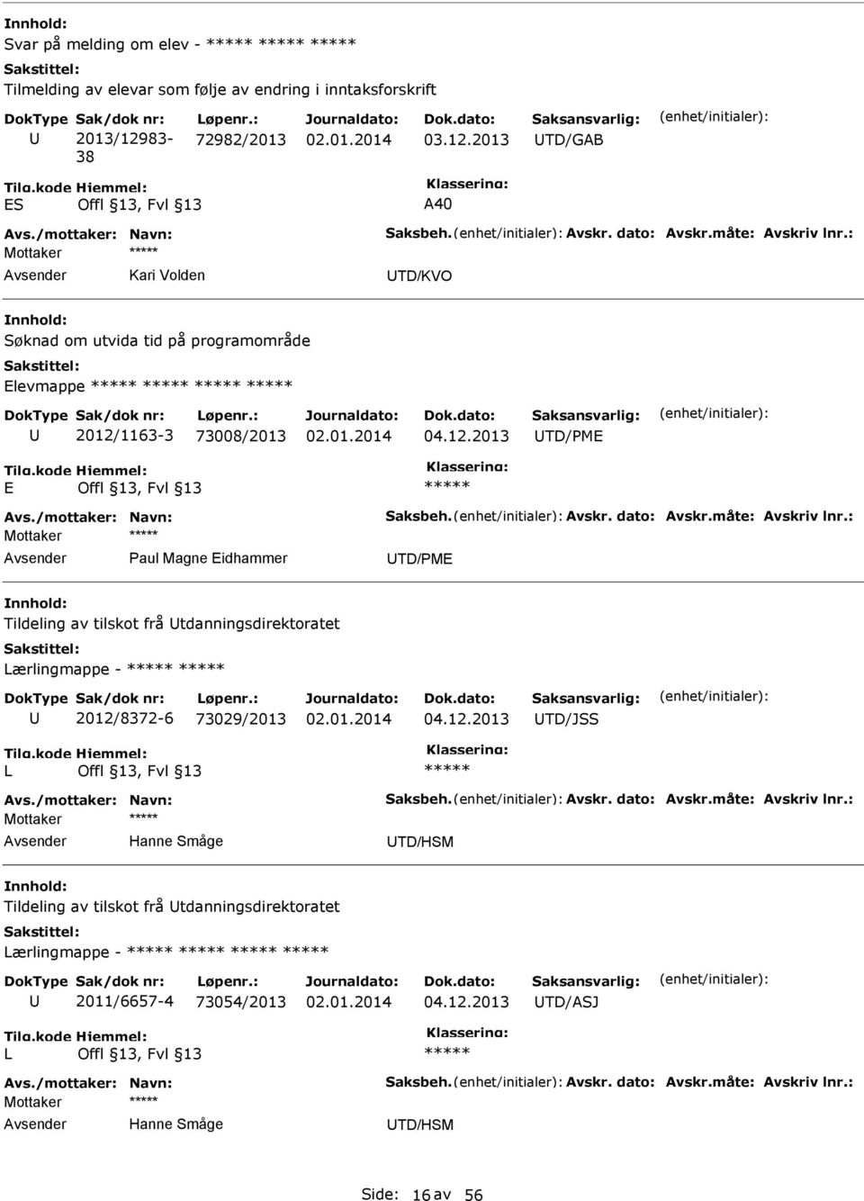 måte: Avskriv lnr.: Paul Magne idhammer TD/PM Tildeling av tilskot frå tdanningsdirektoratet Lærlingmappe - 2012/8372-6 73029/2013 04.12.2013 TD/JSS L Avs./mottaker: Navn: Saksbeh. Avskr. dato: Avskr.