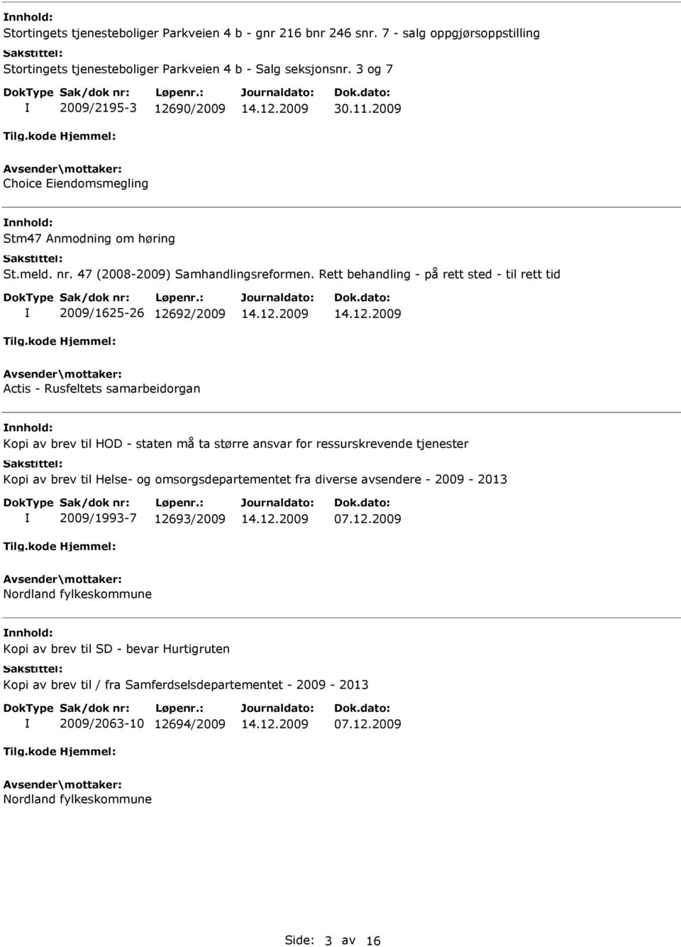 2009 Choice Eiendomsmegling 2009/1625-26 12692/2009 Actis - Rusfeltets samarbeidorgan Kopi av brev til HOD - staten må ta større ansvar for ressurskrevende tjenester