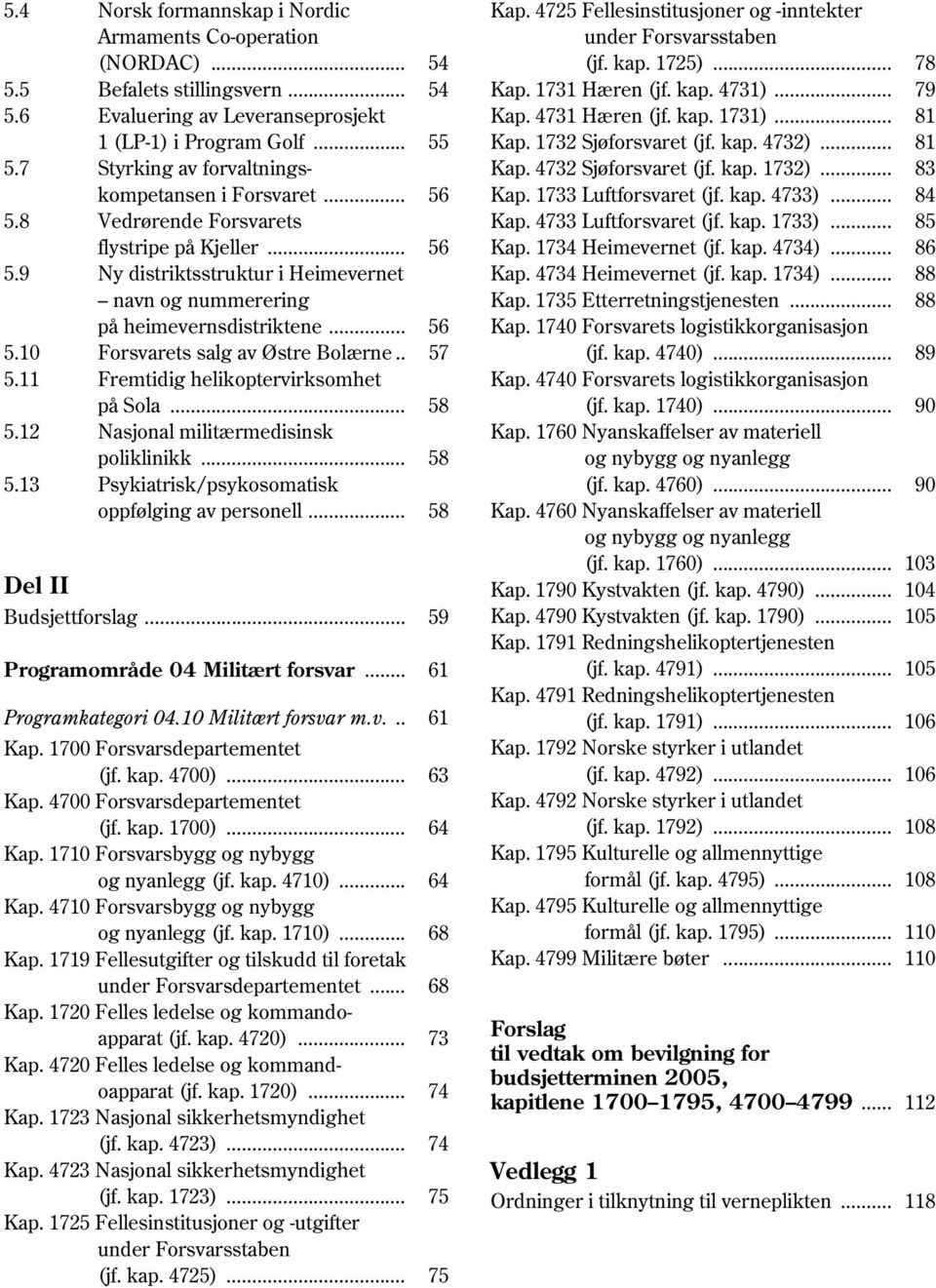 . 57 5.11 Fremtidig helikoptervirksomhet på Sola... 58 5.12 Nasjonal militærmedisinsk poliklinikk... 58 5.13 Psykiatrisk/psykosomatisk oppfølging av personell... 58 Del II Budsjettforslag.