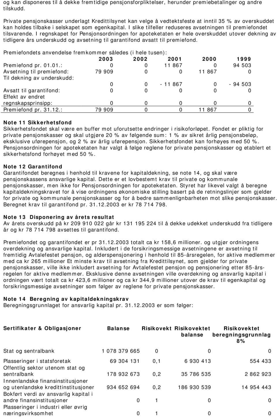 I slike tilfeller reduseres avsetningen til premiefondet tilsvarende.