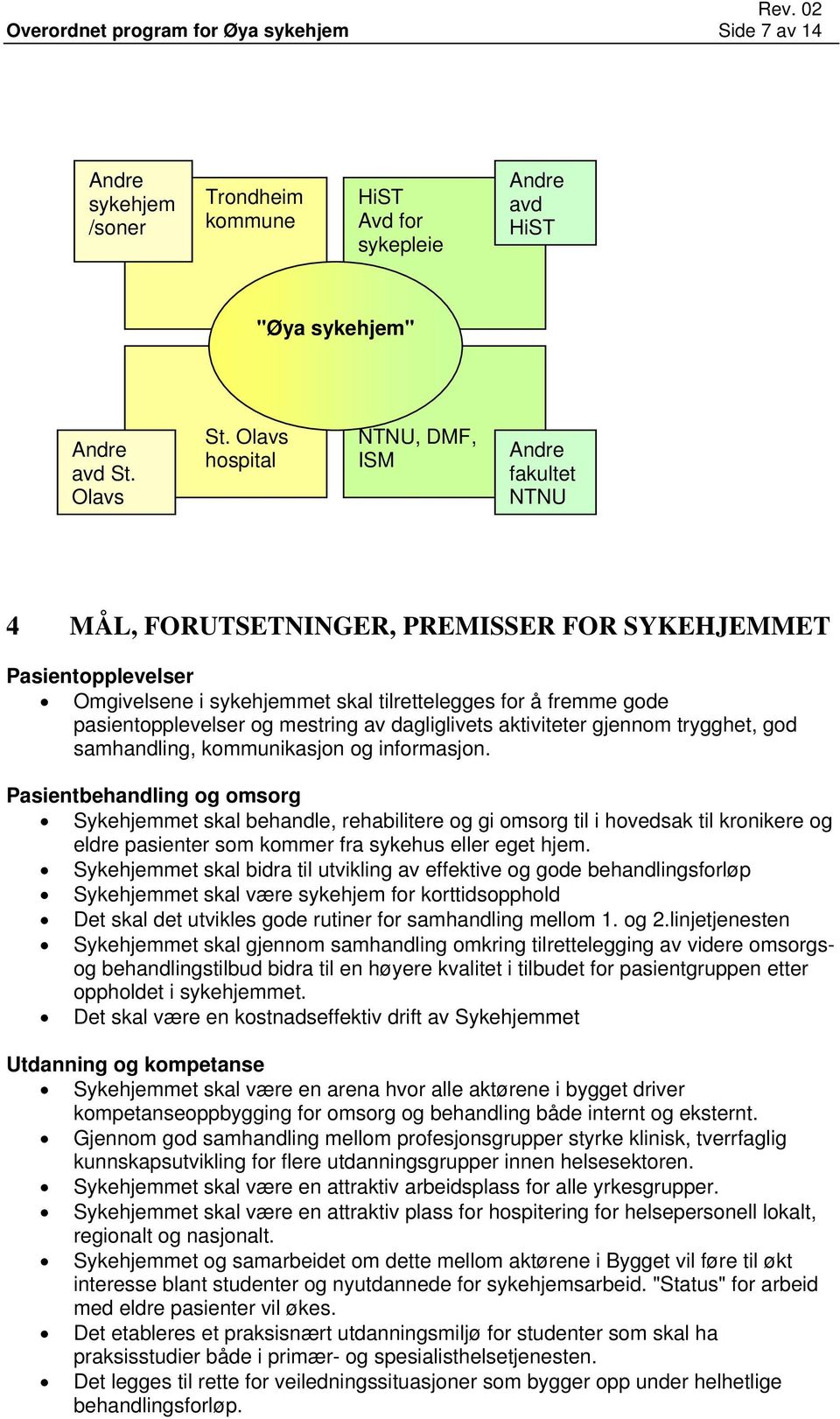 pasientopplevelser og mestring av dagliglivets aktiviteter gjennom trygghet, god samhandling, kommunikasjon og informasjon.