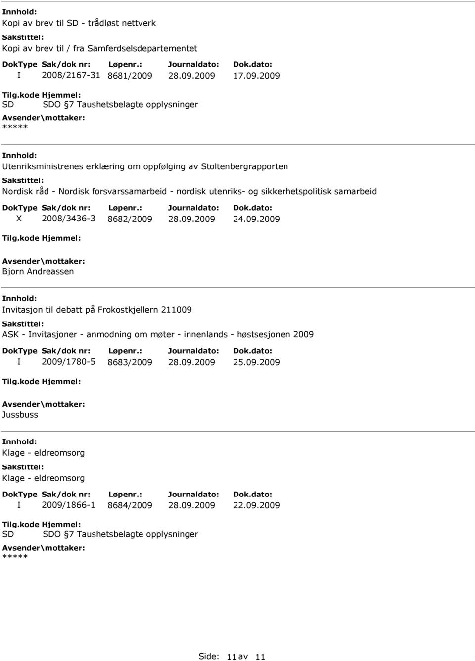 2009 O 7 Taushetsbelagte opplysninger tenriksministrenes erklæring om oppfølging av Stoltenbergrapporten ordisk råd - ordisk forsvarssamarbeid - nordisk