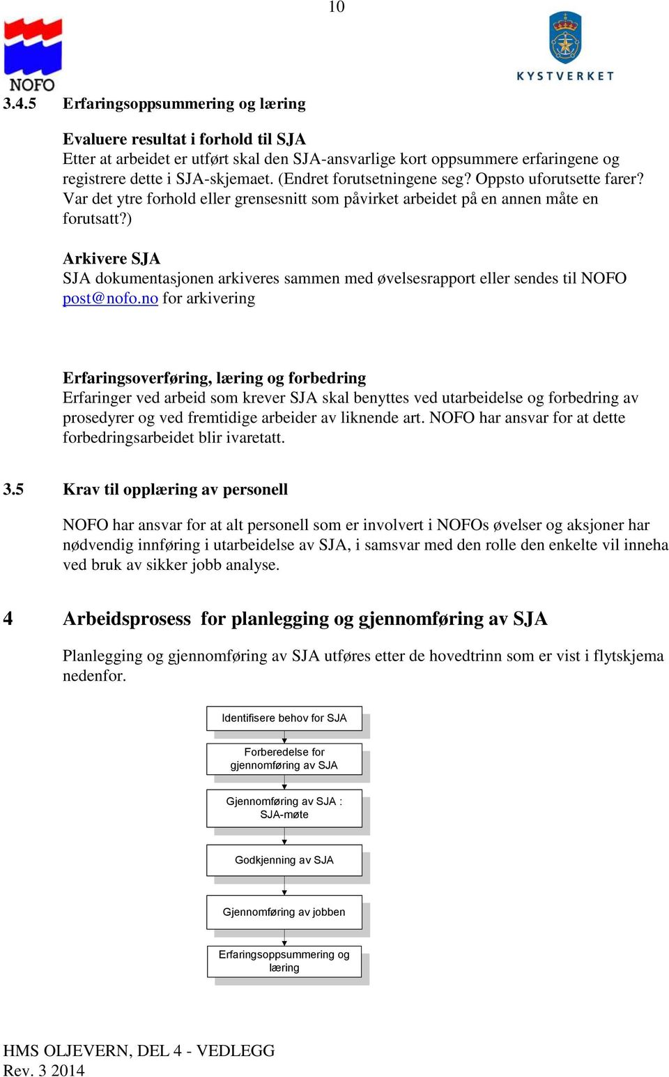 ) Arkivere SJA SJA dokumentasjonen arkiveres sammen med øvelsesrapport eller sendes til NOFO post@nofo.