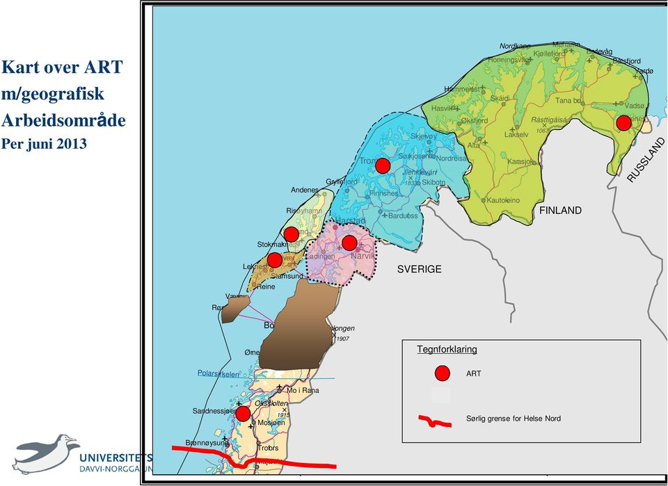 Sortland Stokmarknes Svolvær Lødingen Narvik Leknes Stamsund SVERIGE Reine Værøy Leinesfjorden Røst Fauske Bodø Suliskongen 1907 Sulitjelma Ørnes Tegnforklaring