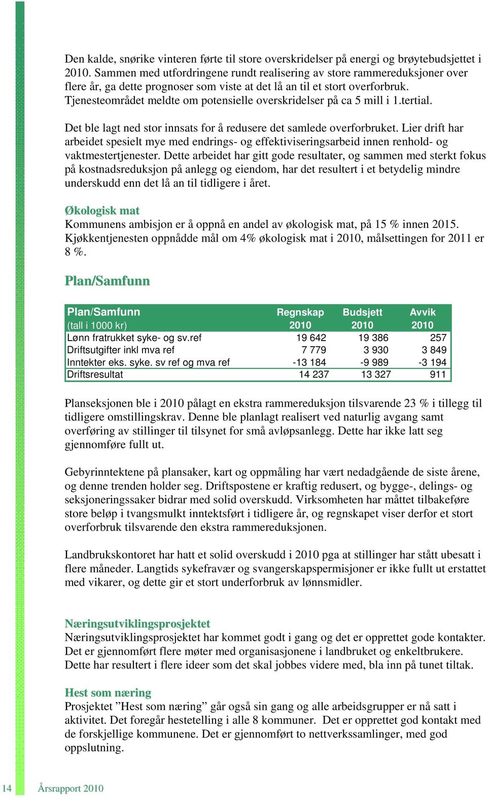 Tjenesteområdet meldte om potensielle overskridelser på ca 5 mill i 1.tertial. Det ble lagt ned stor innsats for å redusere det samlede overforbruket.