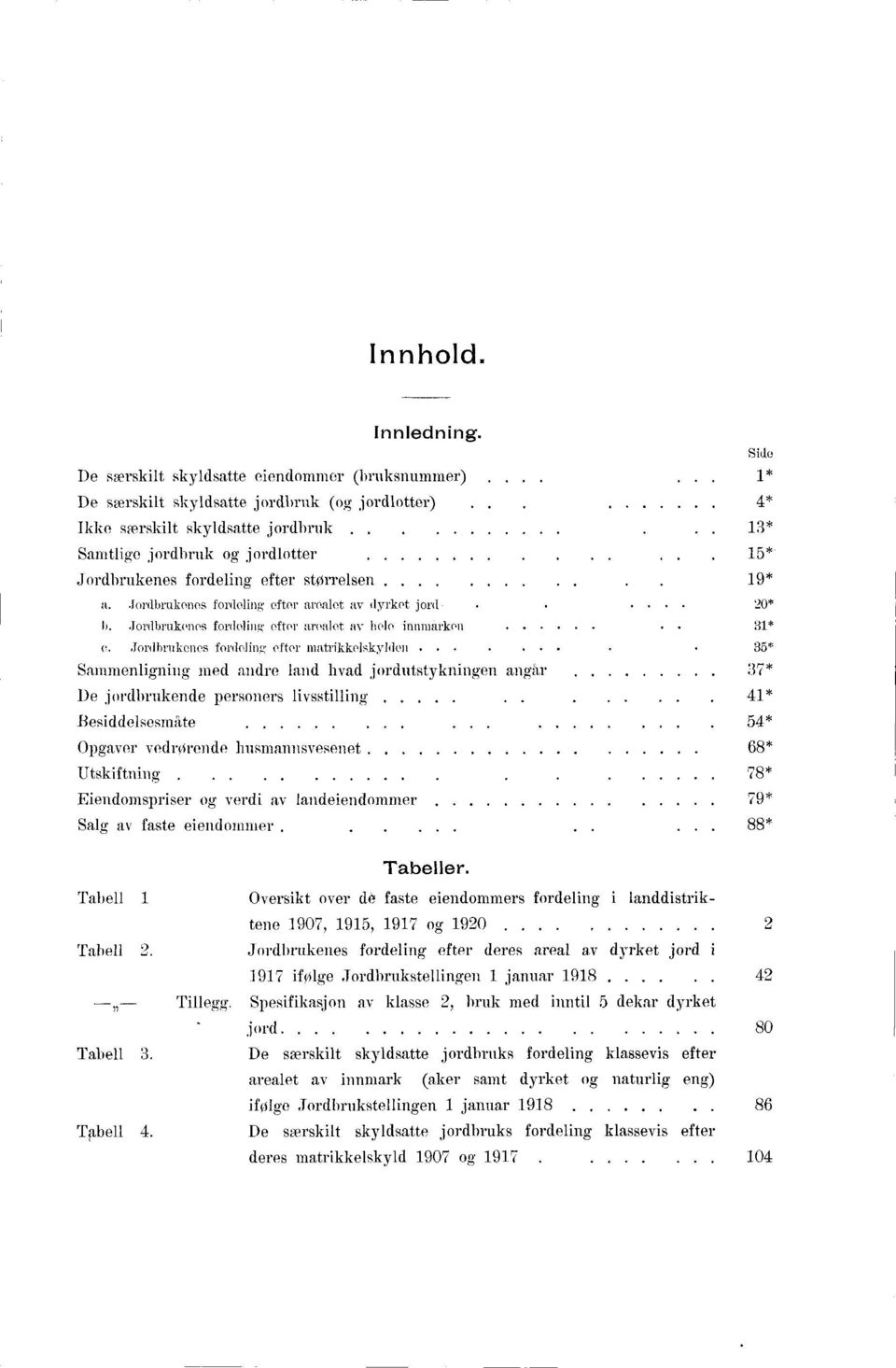 .lordbrukenes fordoling efter armlet av 0* Jordbrukenes fordeling efter armlet av hele innmarken * e.,fordbrukenes fordeling efter matrikkelskylden.