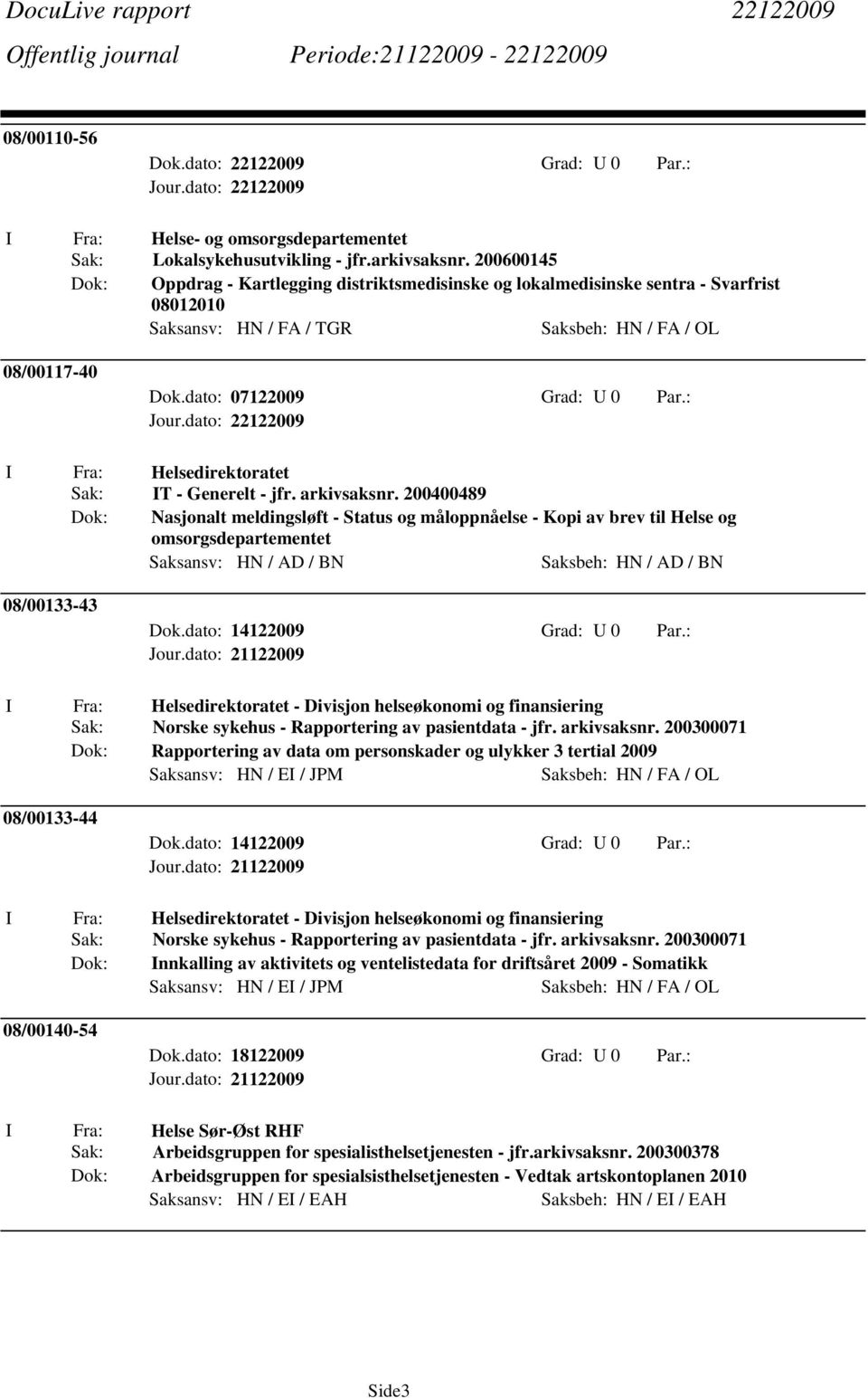 : I Fra: Helsedirektoratet Sak: IT - Generelt - jfr. arkivsaksnr.