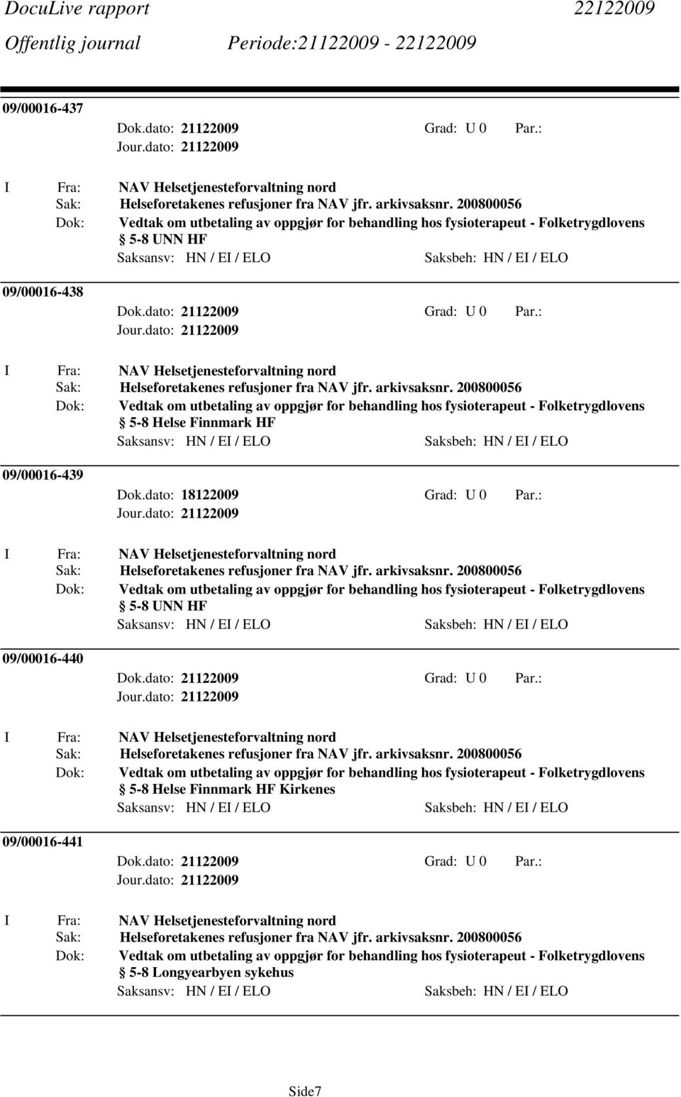 Helsetjenesteforvaltning nord Sak: Helseforetakenes refusjoner fra NAV jfr. arkivsaksnr.