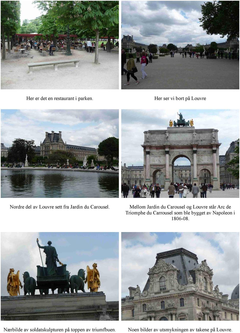 Mellom Jardin du Carousel og Louvre står Arc de Triomphe du Carrousel som ble