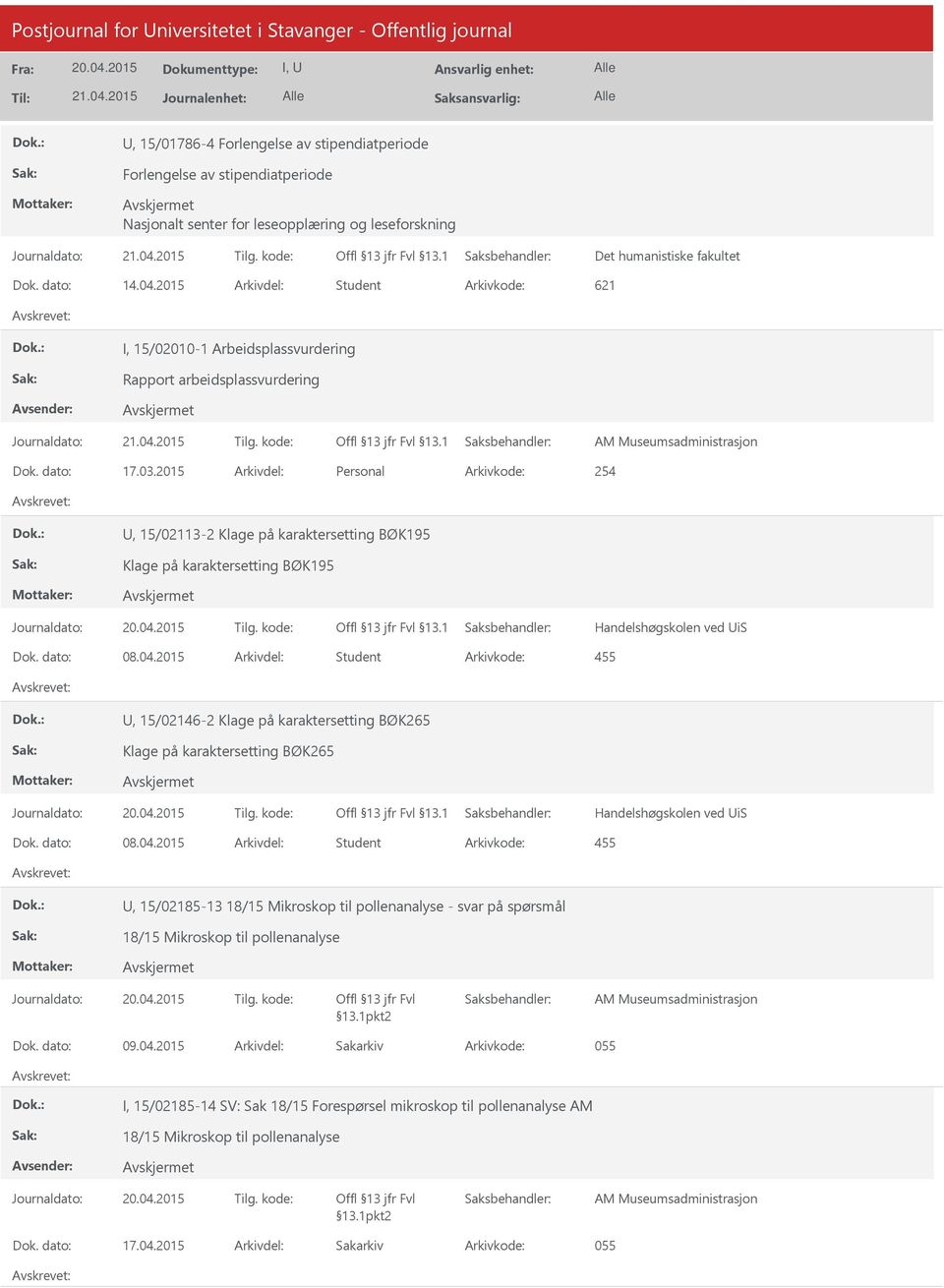 2015 Arkivdel: Personal Arkivkode: 254, 15/02113-2 Klage på karaktersetting BØK195 Klage på karaktersetting BØK195 Handelshøgskolen ved is Dok. dato: 08.04.