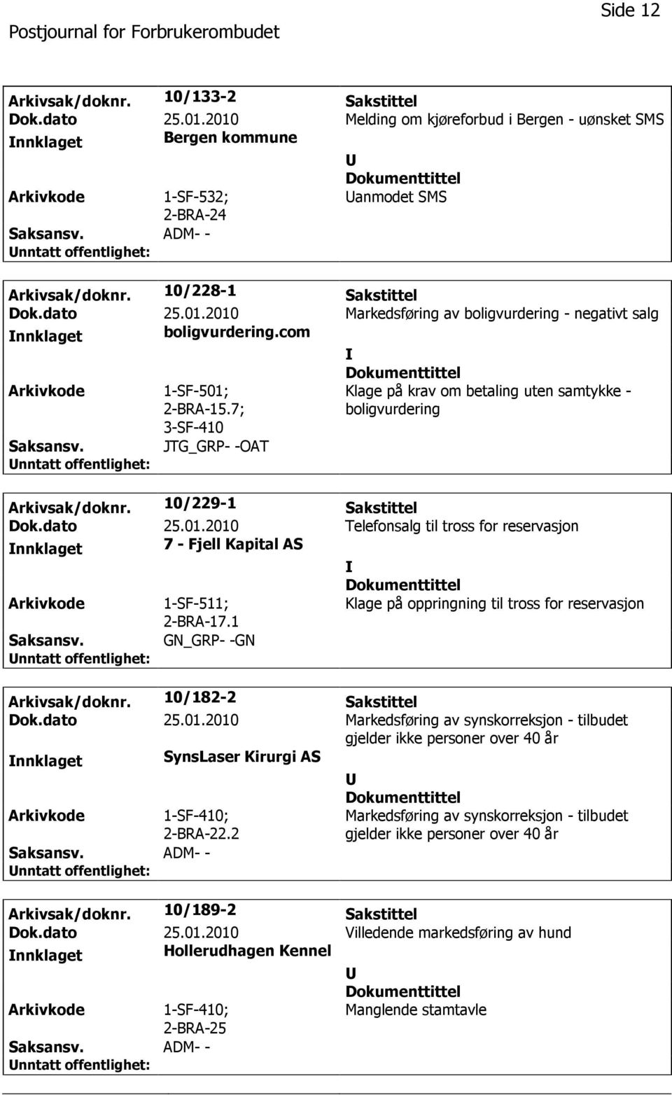 7; 3-SF-410 Klage på krav om betaling uten samtykke - boligvurdering JTG_GRP- -OAT Arkivsak/doknr. 10/229-1 Sakstittel Dok.dato 25.01.