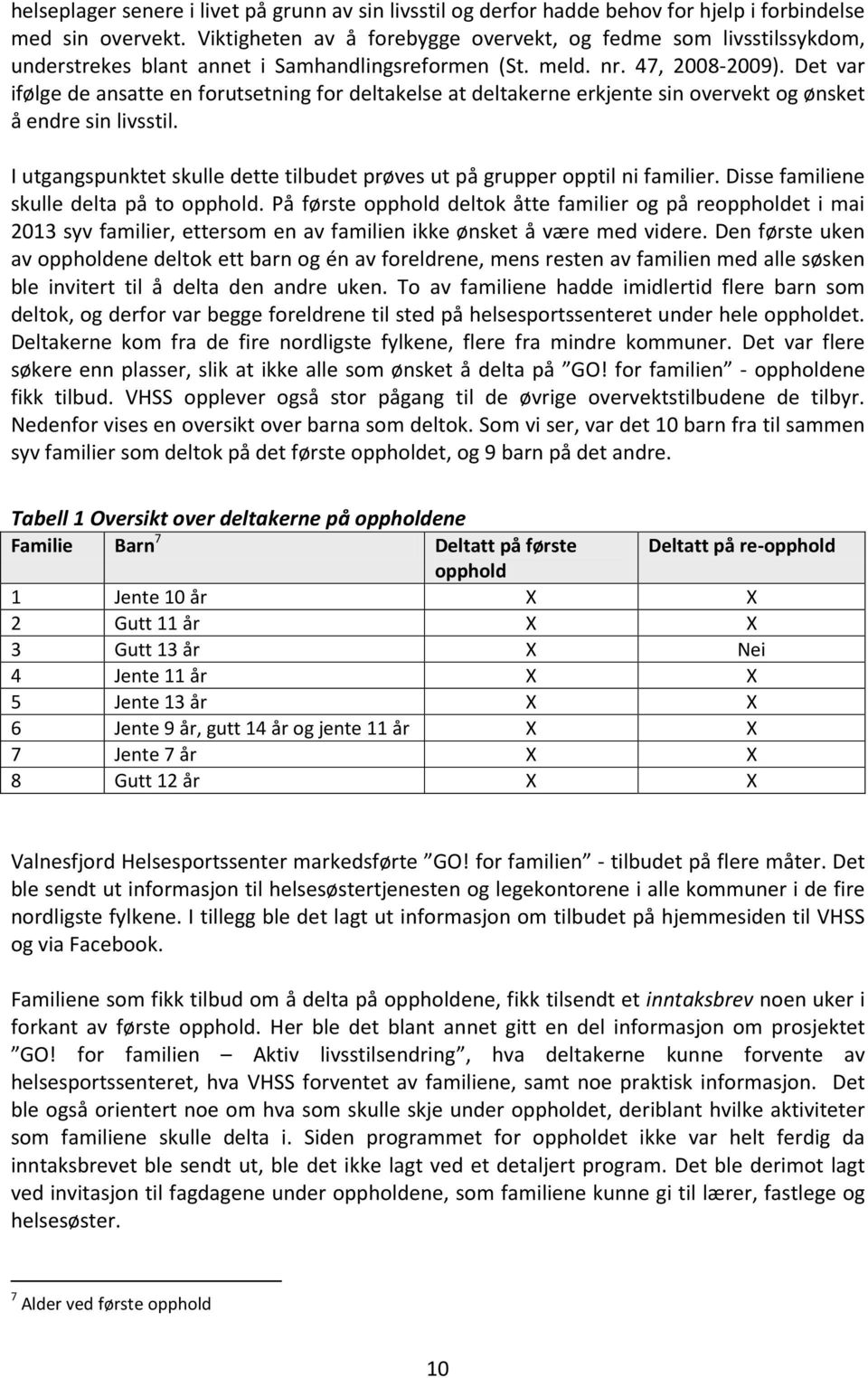 Det var ifølge de ansatte en forutsetning for deltakelse at deltakerne erkjente sin overvekt og ønsket å endre sin livsstil.