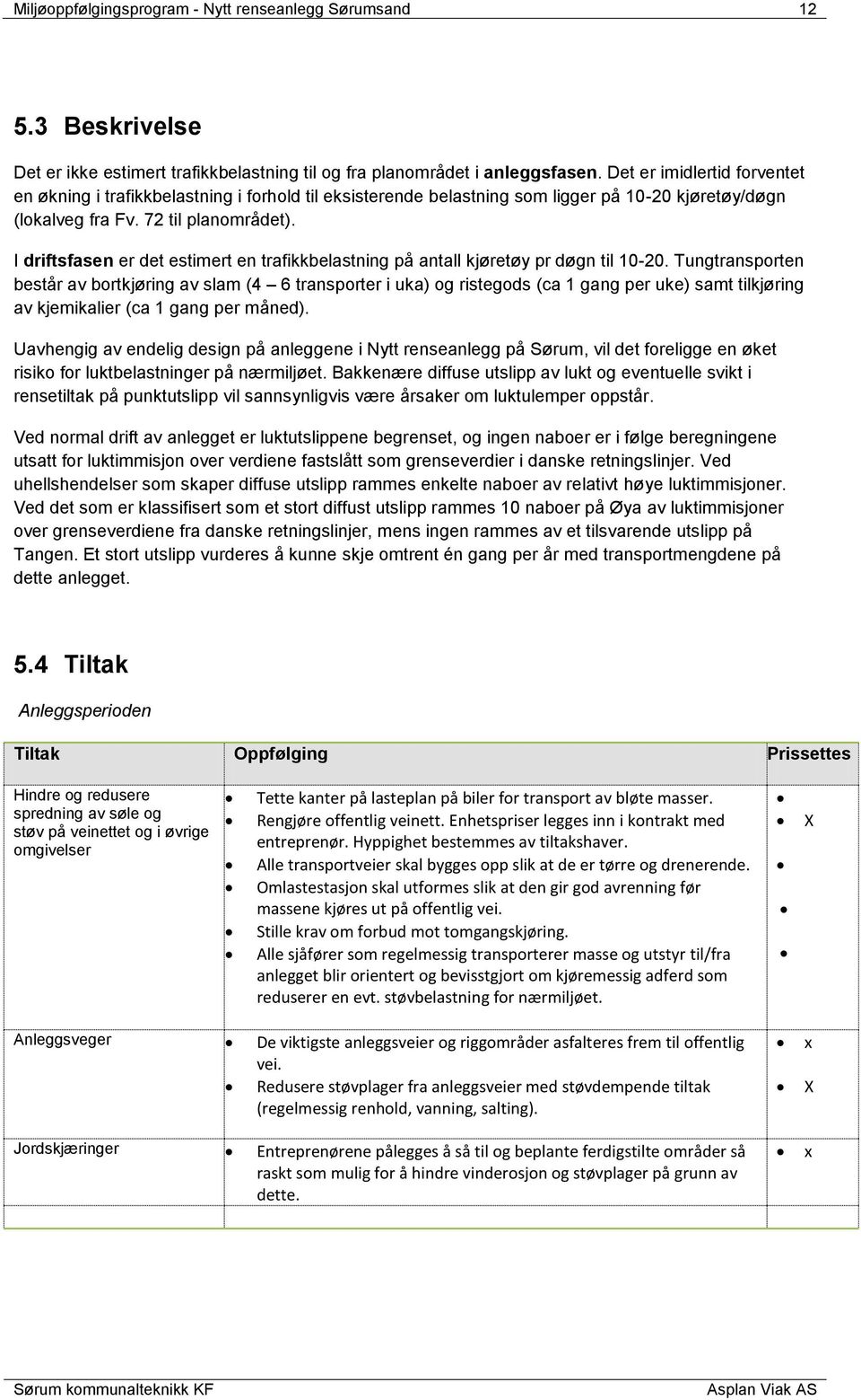 I driftsfasen er det estimert en trafikkbelastning på antall kjøretøy pr døgn til 10-20.