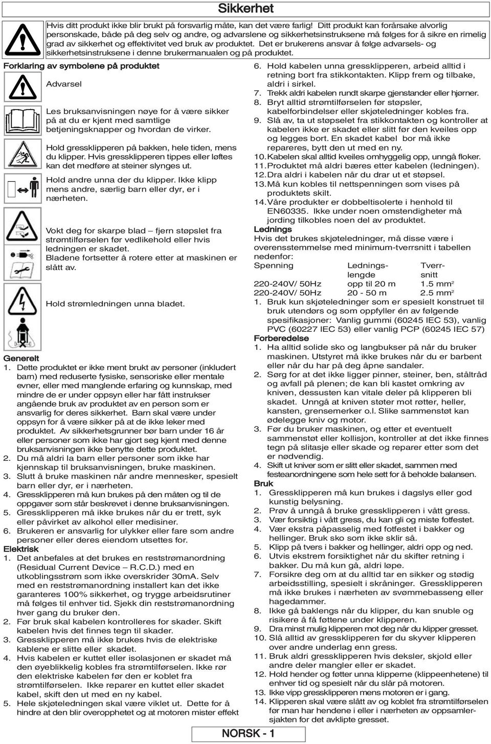 produktet. Det er brukerens ansvar å følge advarsels- og sikkerhetsinstruksene i denne brukermanualen og på produktet.