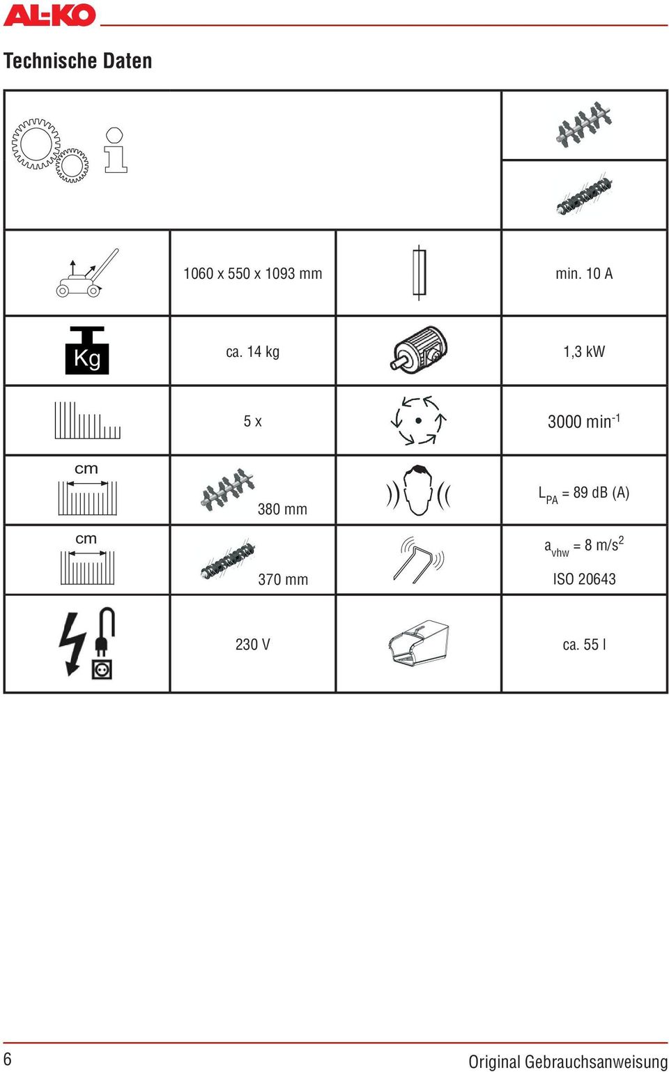 14 kg 1,3 kw 5 x 3000 min -1 cm cm 380 mm 370