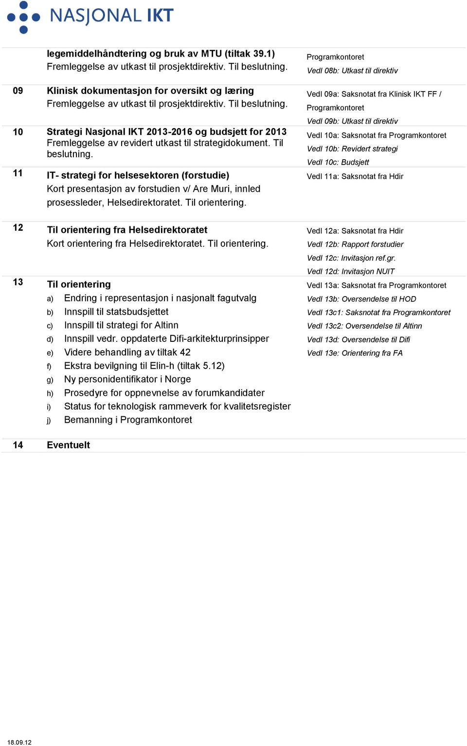 10 Strategi Nasjonal IKT 2013-2016 og budsjett for 2013 Fremleggelse av revidert utkast til strategidokument. Til beslutning.