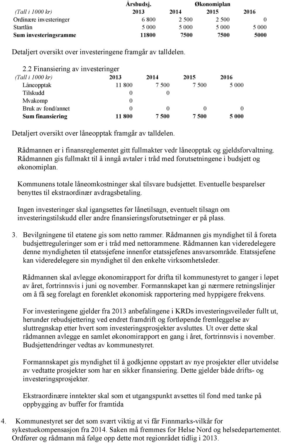 investeringene framgår av talldelen. 2.