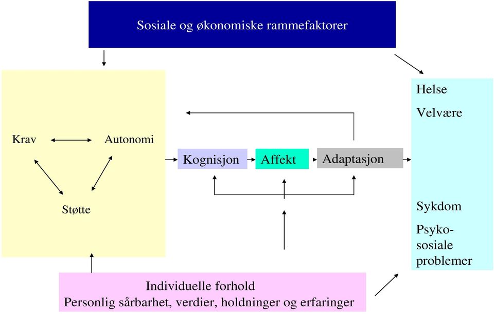 Sykdom Psykososiale problemer Individuelle forhold