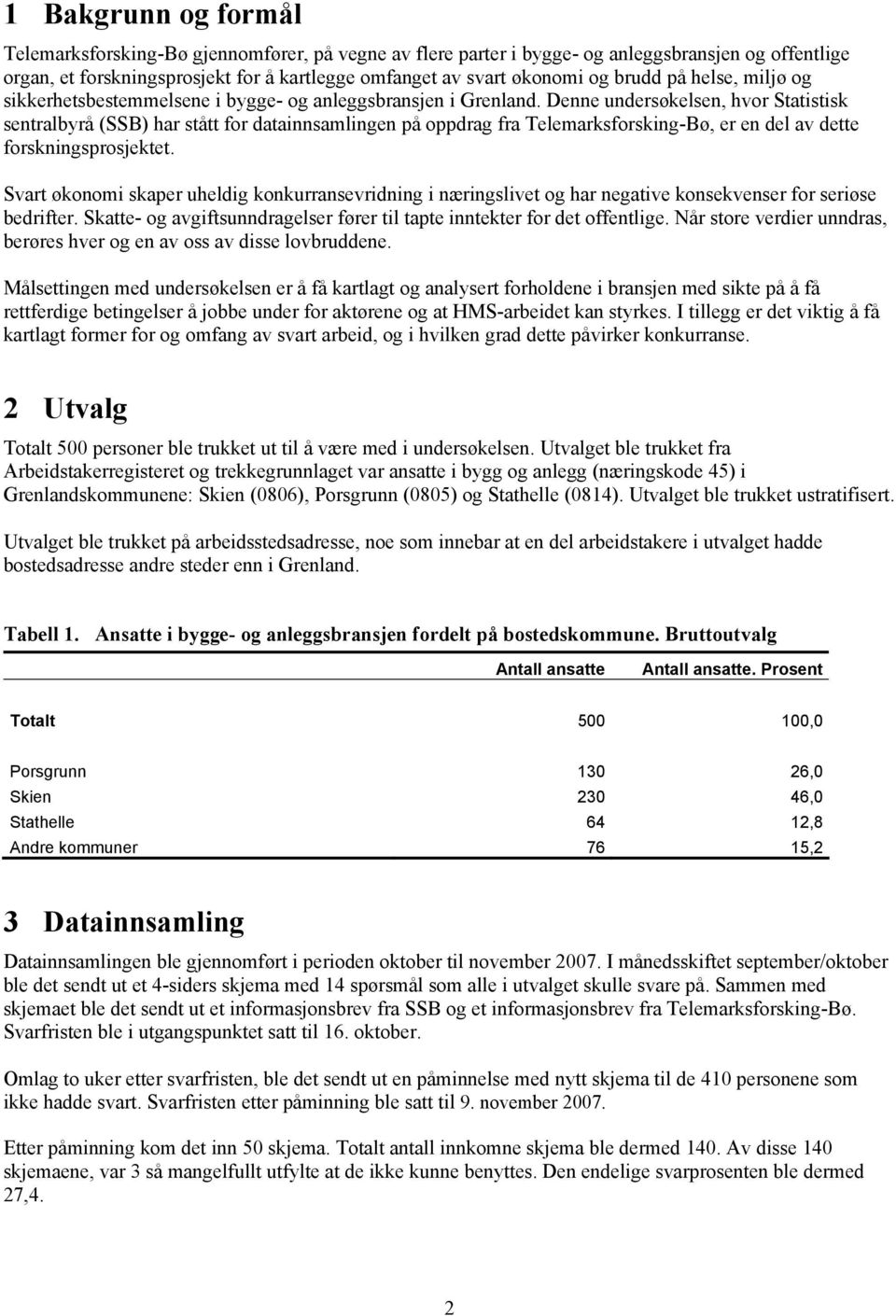 Denne undersøkelsen, hvor Statistisk sentralbyrå (SSB) har stått for datainnsamlingen på oppdrag fra Telemarksforsking-Bø, er en del av dette forskningsprosjektet.