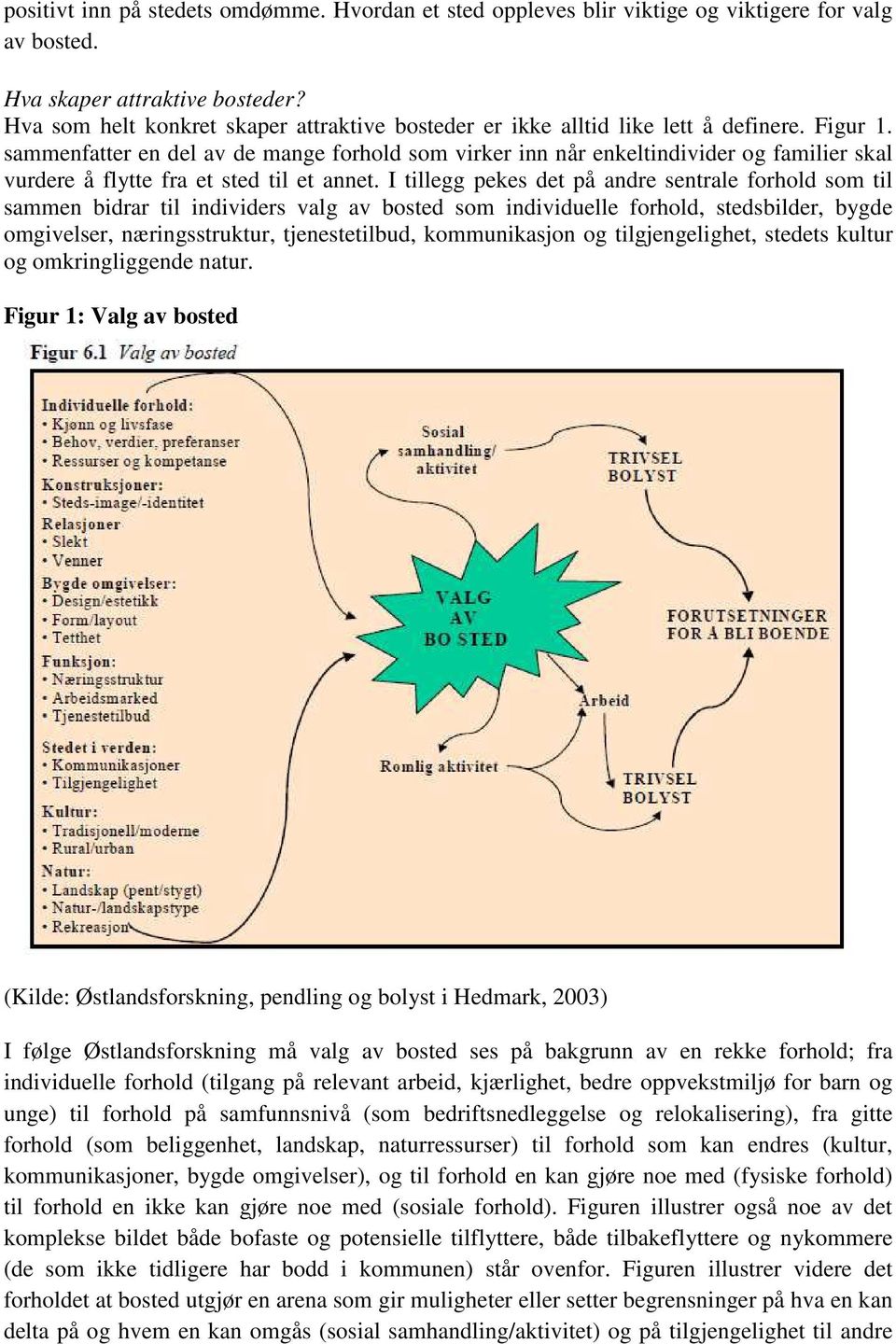 sammenfatter en del av de mange forhold som virker inn når enkeltindivider og familier skal vurdere å flytte fra et sted til et annet.