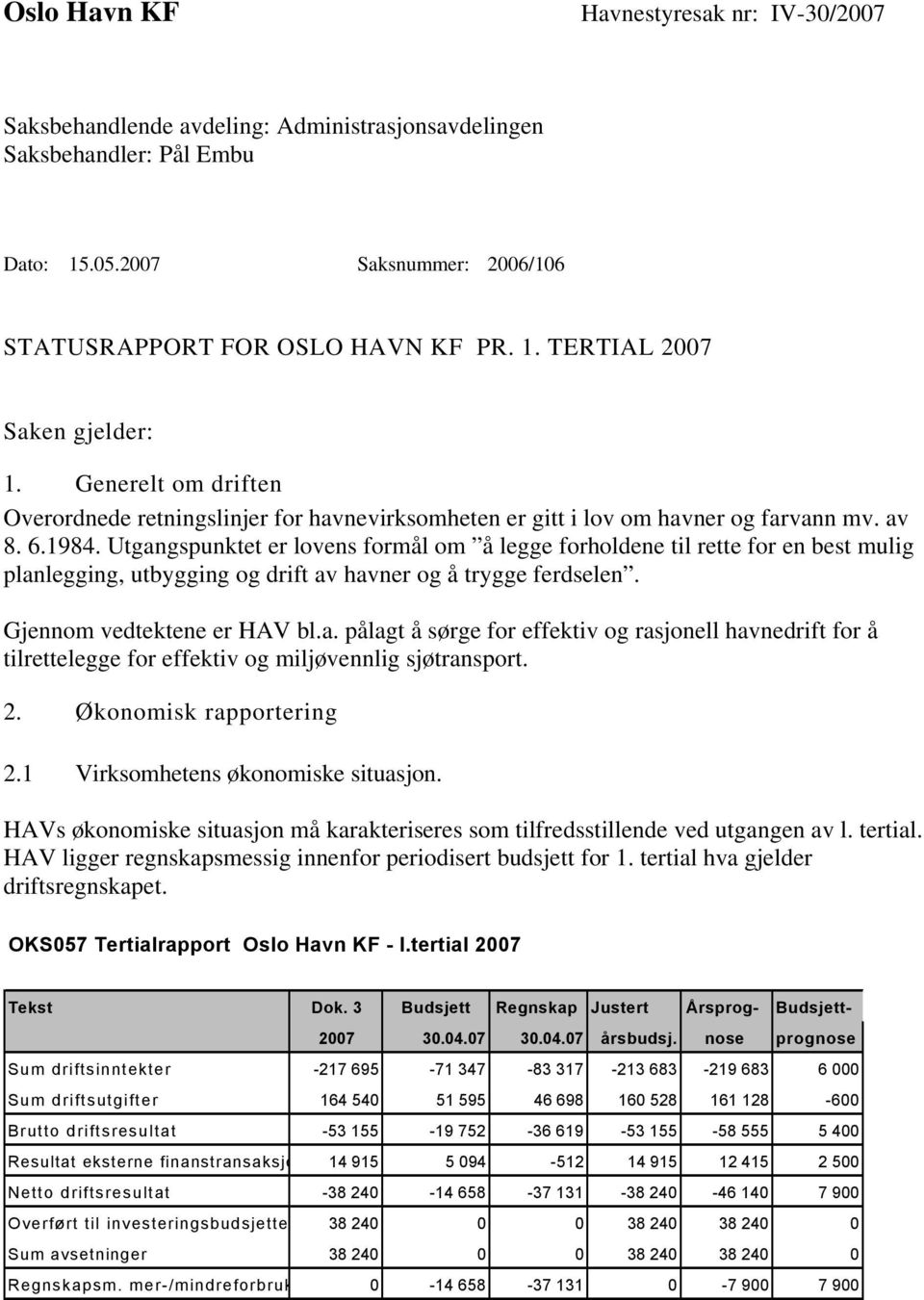 Utgangspunktet er lovens formål om å legge forholdene til rette for en best mulig planlegging, utbygging og drift av havner og å trygge ferdselen. Gjennom vedtektene er HAV bl.a. pålagt å sørge for effektiv og rasjonell havnedrift for å tilrettelegge for effektiv og miljøvennlig sjøtransport.