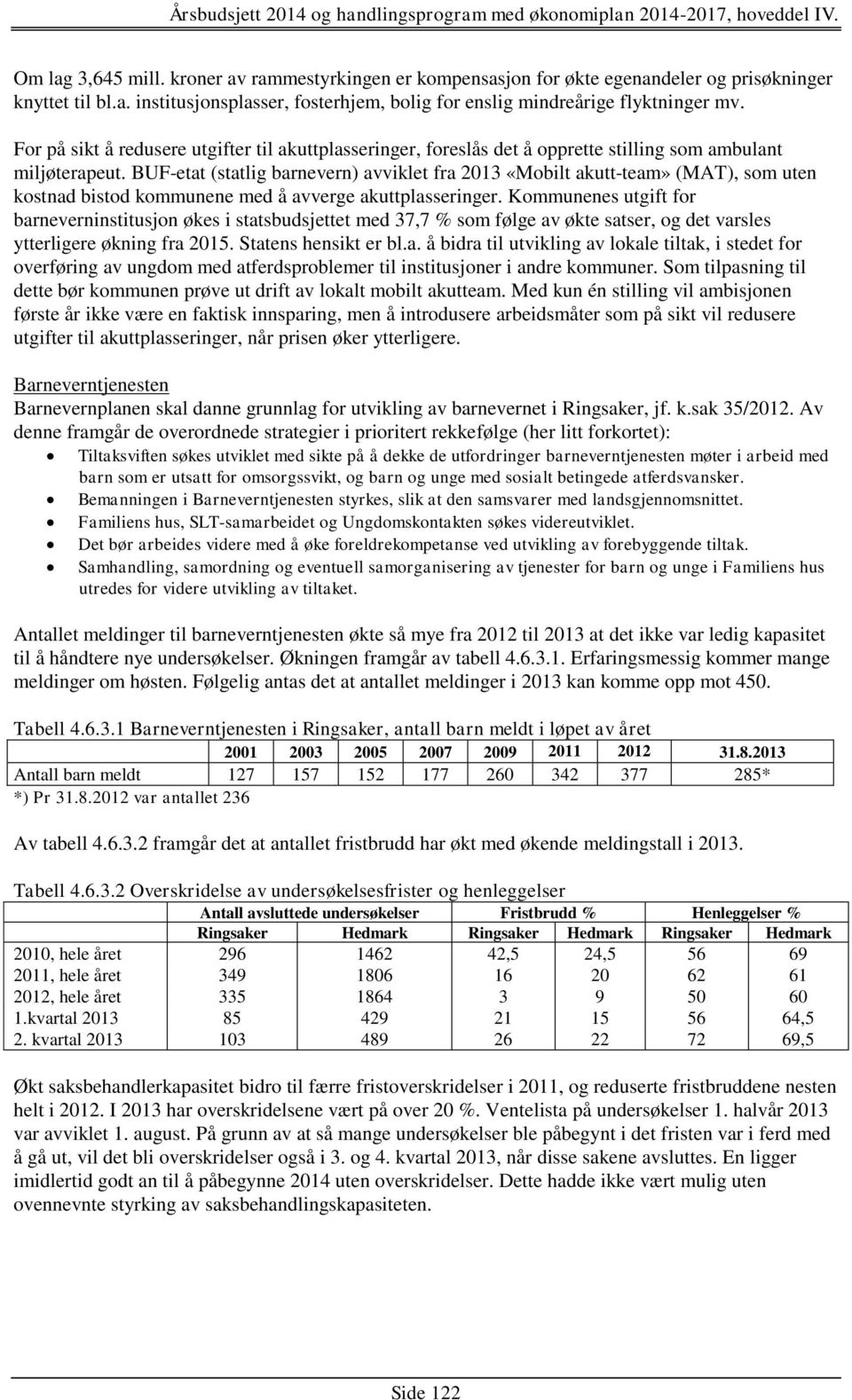 BUF-etat (statlig barnevern) avviklet fra 2013 «Mobilt akutt-team» (MAT), som uten kostnad bistod kommunene med å avverge akuttplasseringer.