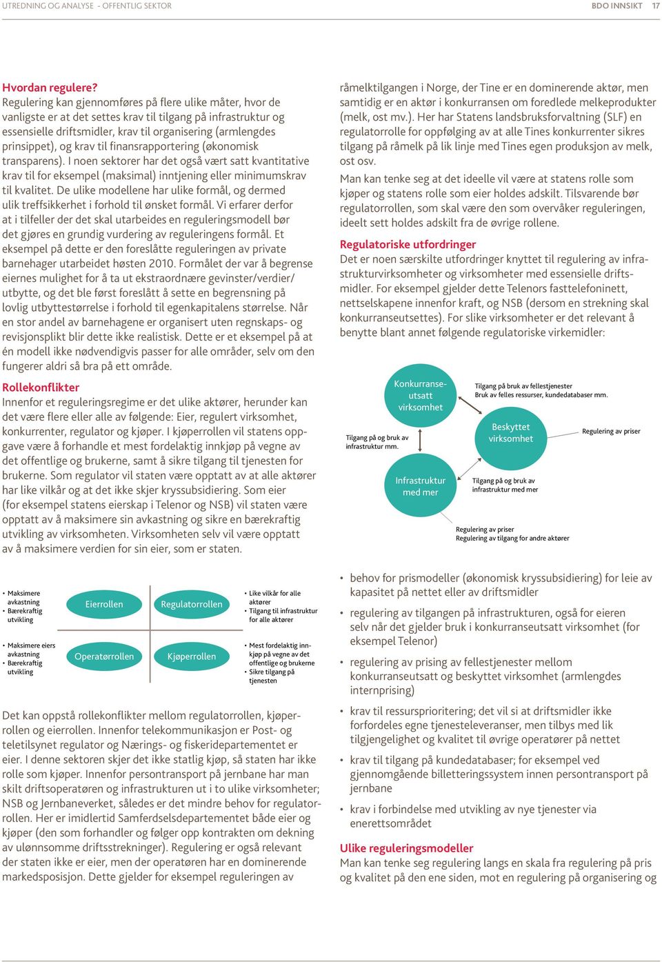 krav til finansrapportering (økonomisk transparens). I noen sektorer har det også vært satt kvantitative krav til for eksempel (maksimal) inntjening eller minimumskrav til kvalitet.