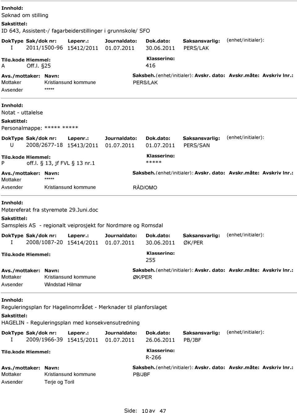 doc Samspleis AS - regionalt veiprosjekt for ordmøre og Romsdal 2008/1087-20 15414/2011 30.06.