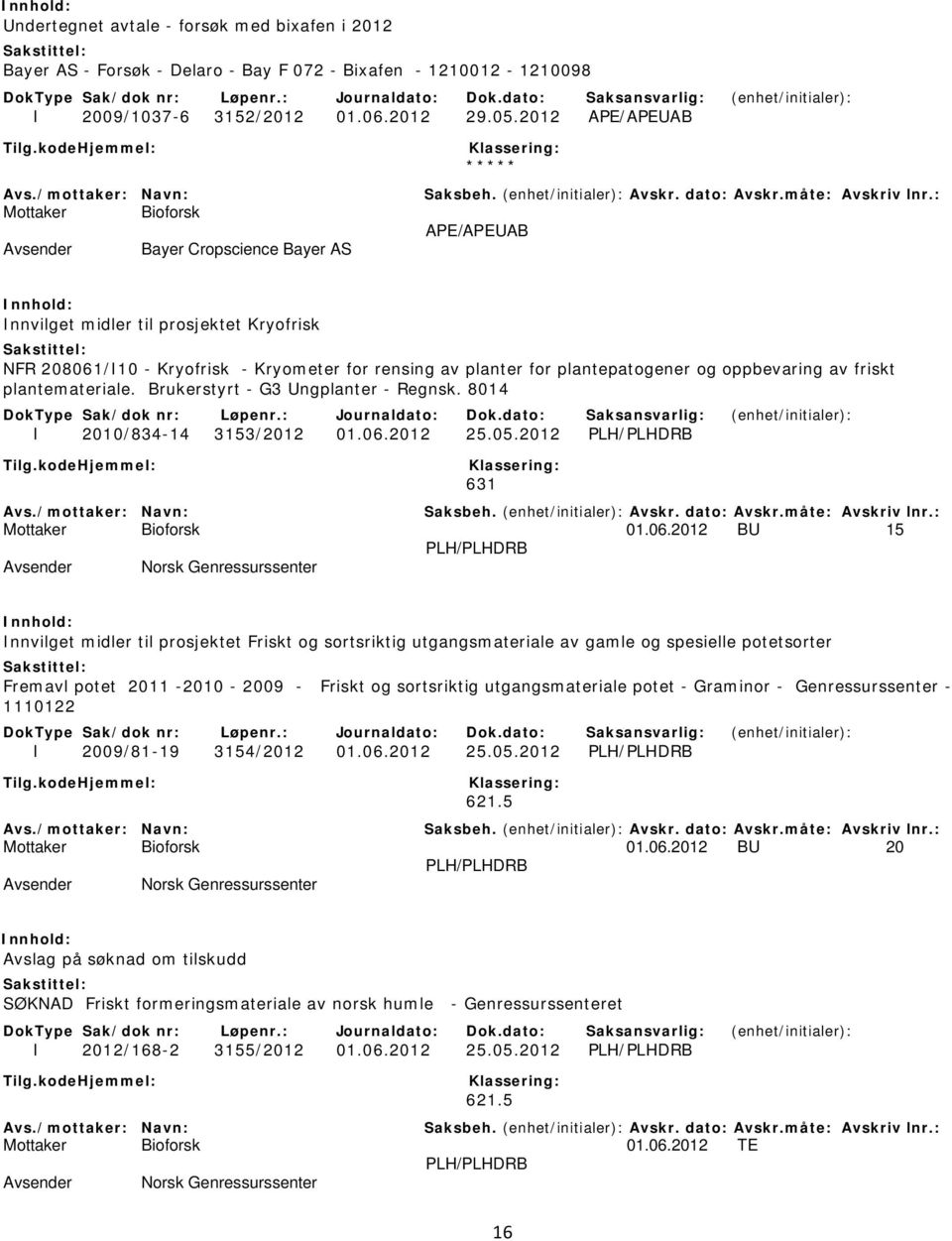 av friskt plantemateriale. Brukerstyrt - G3 Ungplanter - Regnsk. 8014 I 2010/834-14 3153/2012 01.06.