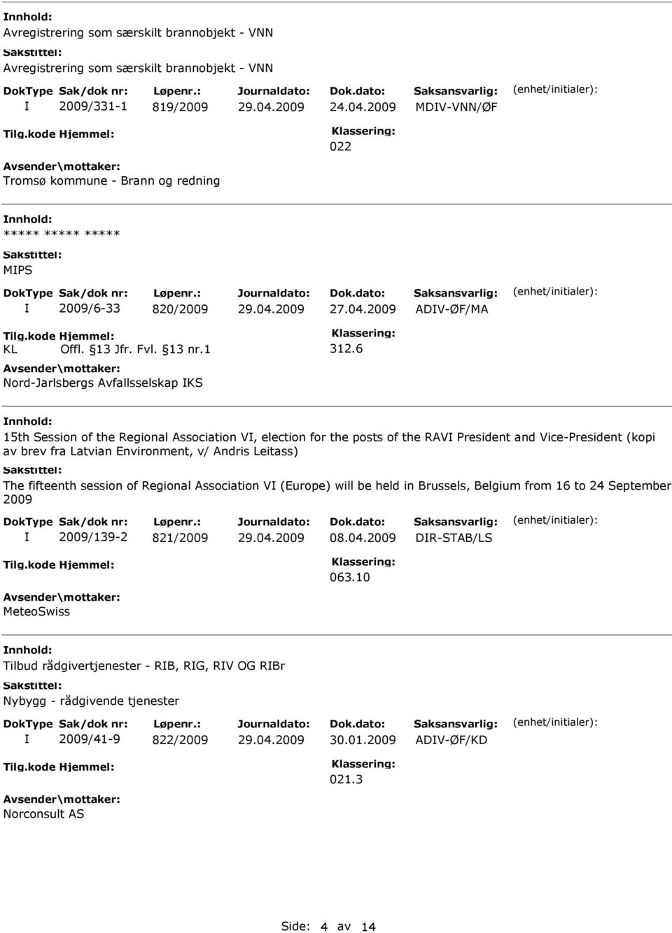 6 Nord-Jarlsbergs Avfallsselskap KS 15th Session of the Regional Association V, election for the posts of the RAV President and Vice-President (kopi av brev fra Latvian Environment, v/