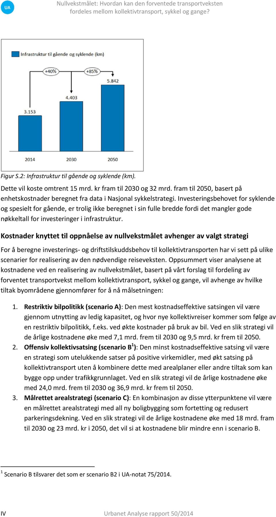 Kostnader knyttet til oppnåelse av nullvekstmålet avhenger av valgt strategi For å beregne investerings- og driftstilskuddsbehov til kollektivtransporten har vi sett på ulike scenarier for