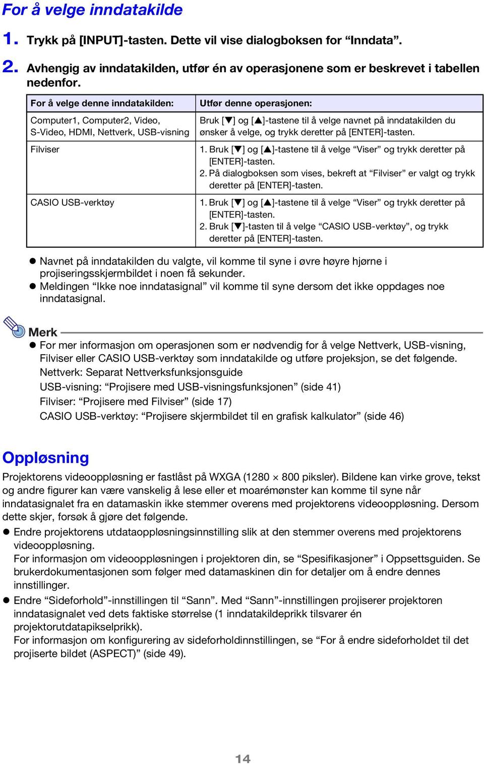 inndatakilden du ønsker å velge, og trykk deretter på [ENTER]-tasten. 1. Bruk [ ] og [ ]-tastene til å velge Viser og trykk deretter på [ENTER]-tasten. 2.