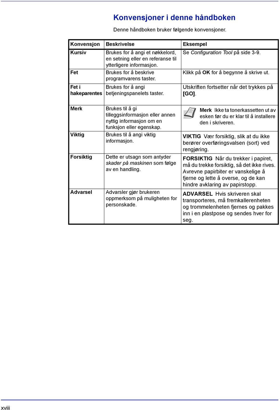 Brukes for å angi betjeningspanelets taster. Se Configuration Tool på side 3-9. Klikk på OK for å begynne å skrive ut. Utskriften fortsetter når det trykkes på [GO].