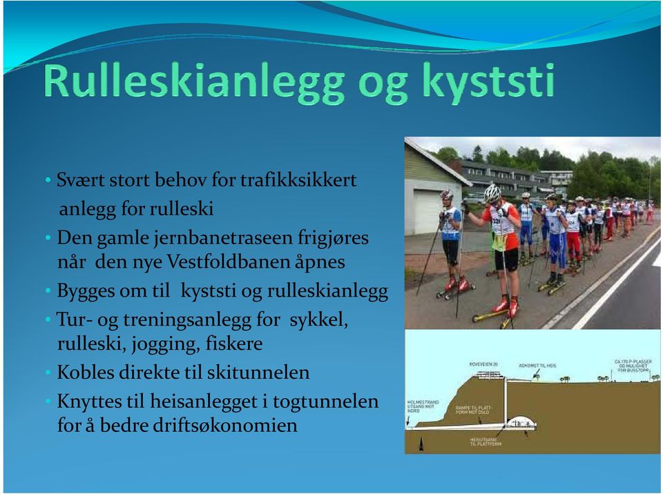 og rulleskianlegg Tur og treningsanlegg for sykkel, rulleski, jogging, fiskere