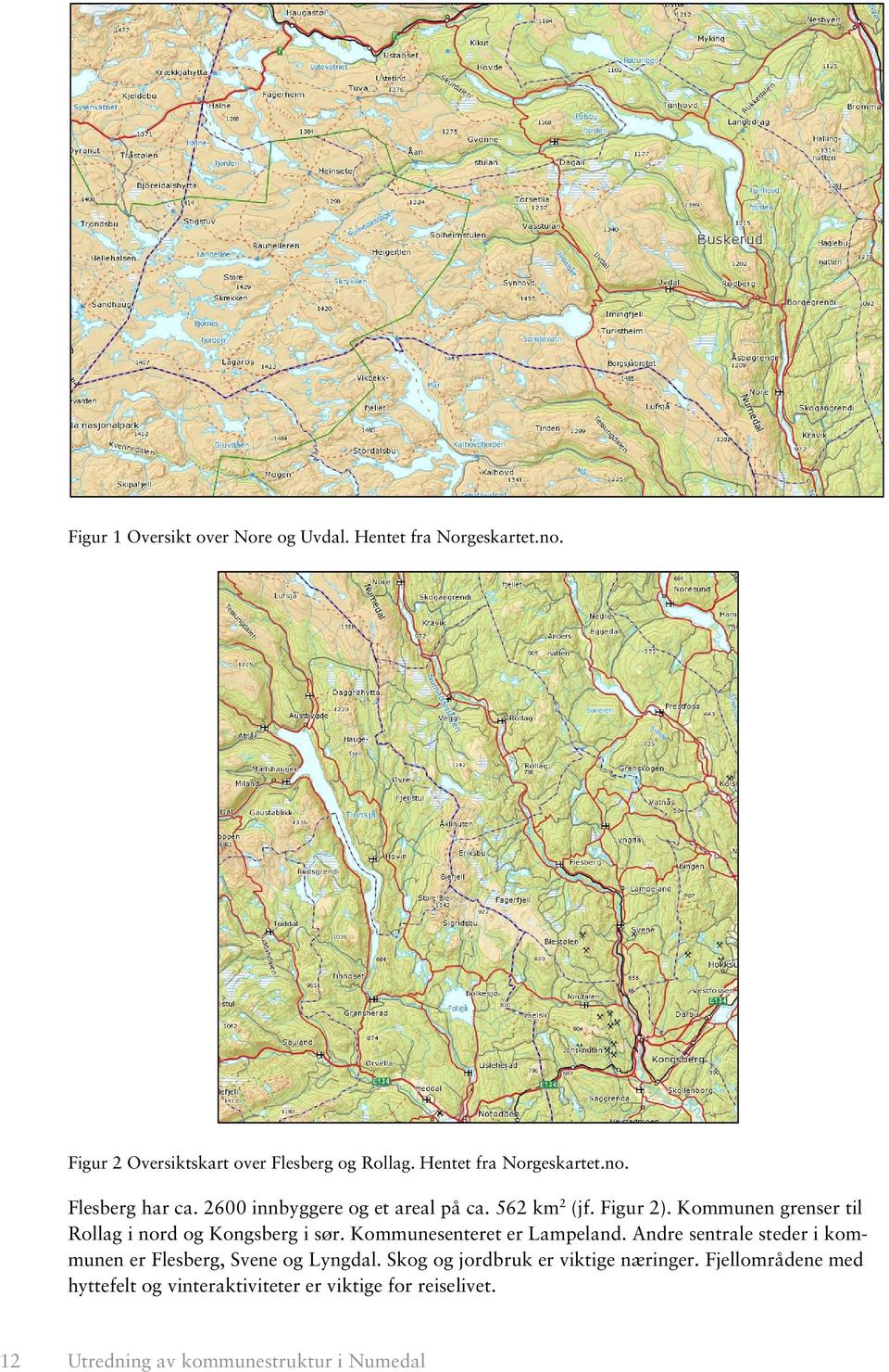 Kommunen grenser til Rollag i nord og Kongsberg i sør. Kommunesenteret er Lampeland.