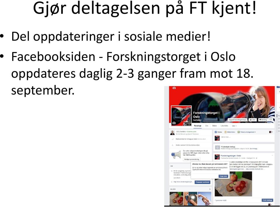 Facebooksiden - Forskningstorget i Oslo