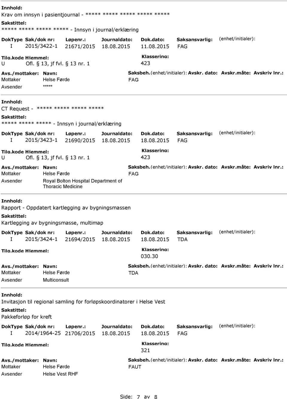 Thoracic Medicine nnhold: Rapport - Oppdatert kartlegging av bygningsmassen Kartlegging av bygningsmasse, multimap 2015/3424-1 21694/2015 TDA 030.