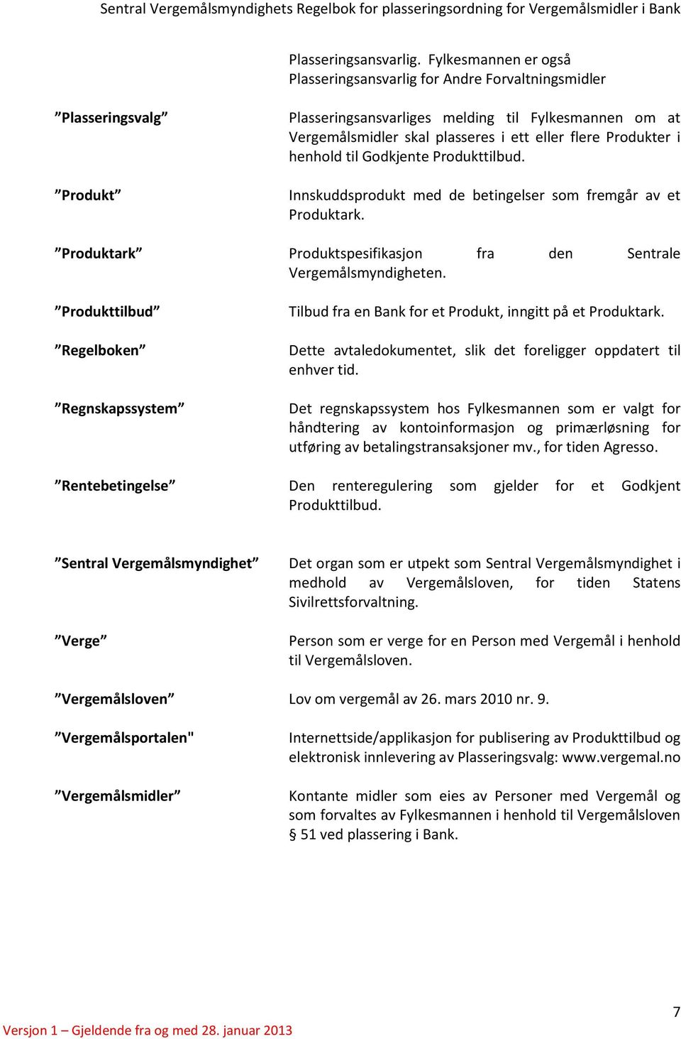 Produkter i henhold til Godkjente Produkttilbud. Innskuddsprodukt med de betingelser som fremgår av et Produktark. Produktark Produktspesifikasjon fra den Sentrale Vergemålsmyndigheten.