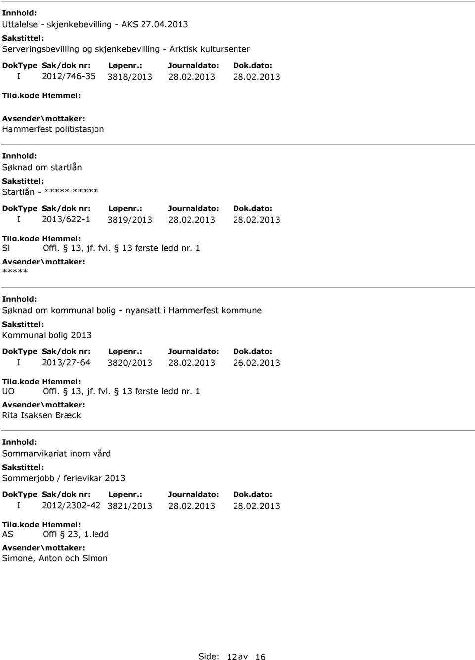 - ***** ***** 2013/622-1 3819/2013 Sl Offl. 13, jf. fvl. 13 første ledd nr.