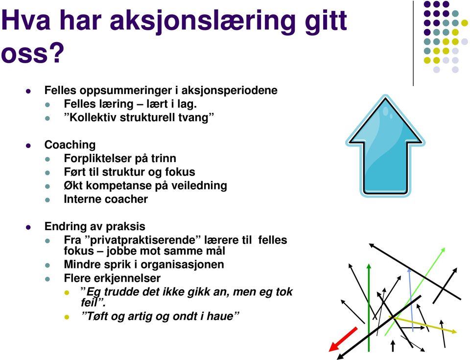 veiledning Interne coacher Endring av praksis Fra privatpraktiserende lærere til felles fokus jobbe mot samme